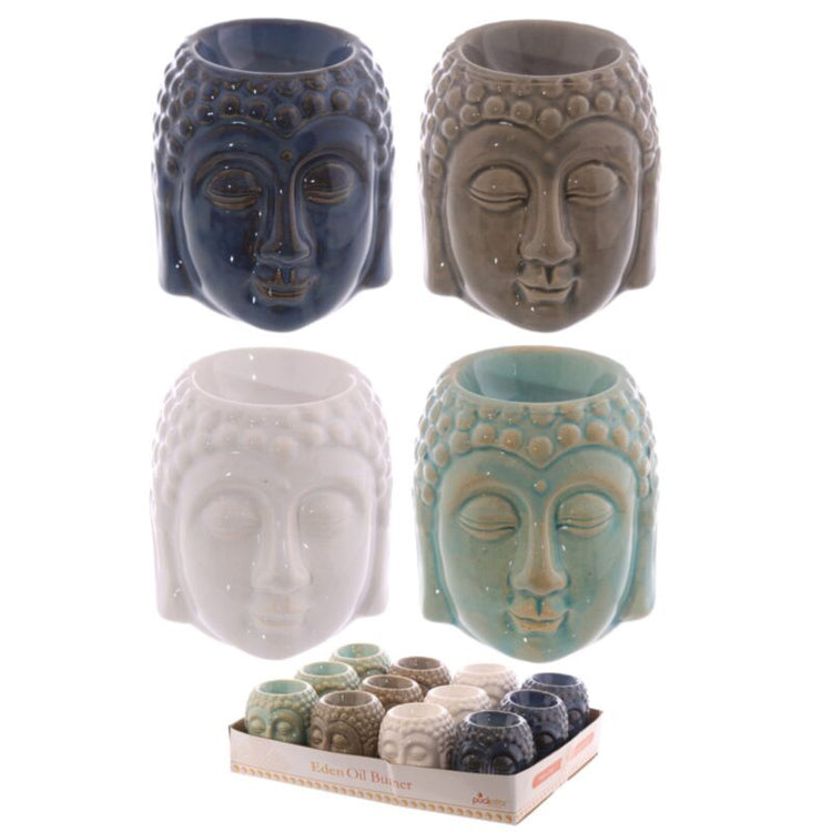 Brûleur de parfum de la tête de Bouddha en céramique de glaçage en céramique - Small