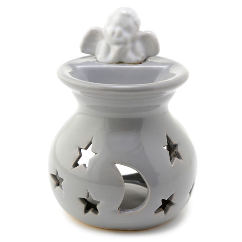 Lune et étoiles Huile de céramique chérubinienne et brûleur de parfum de cire