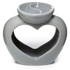 Huile en céramique à double bol en forme de coeur gris et brûleur à parfum de cire