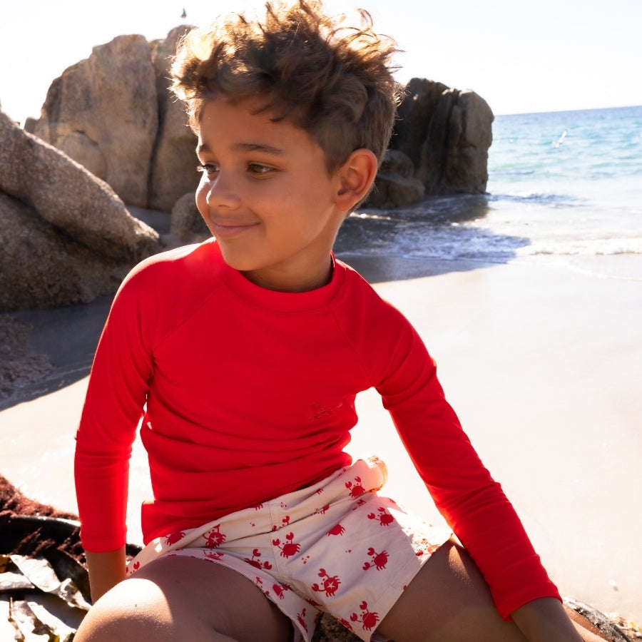 Crabby | Chemise de natation UG BEIGE RED avec manches longues