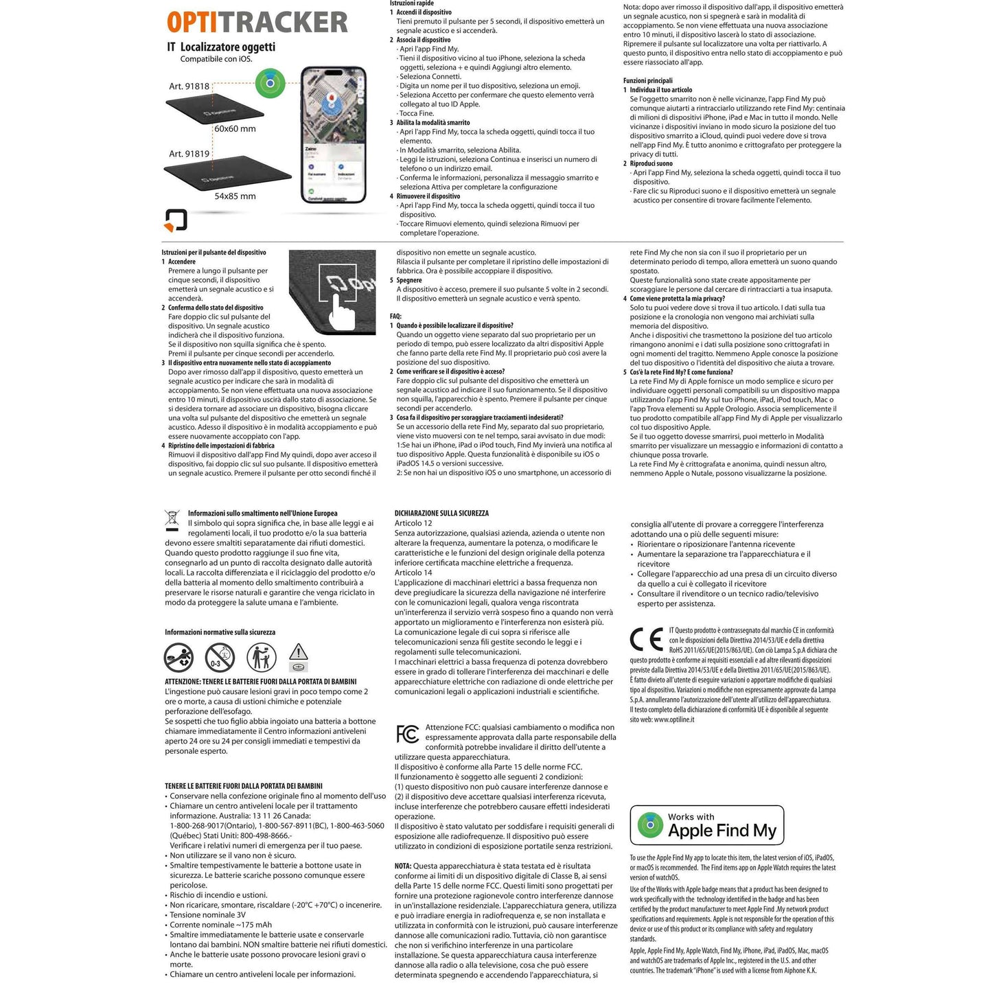 Optiline Tracker compact, localisateur adhésif ultra-mince