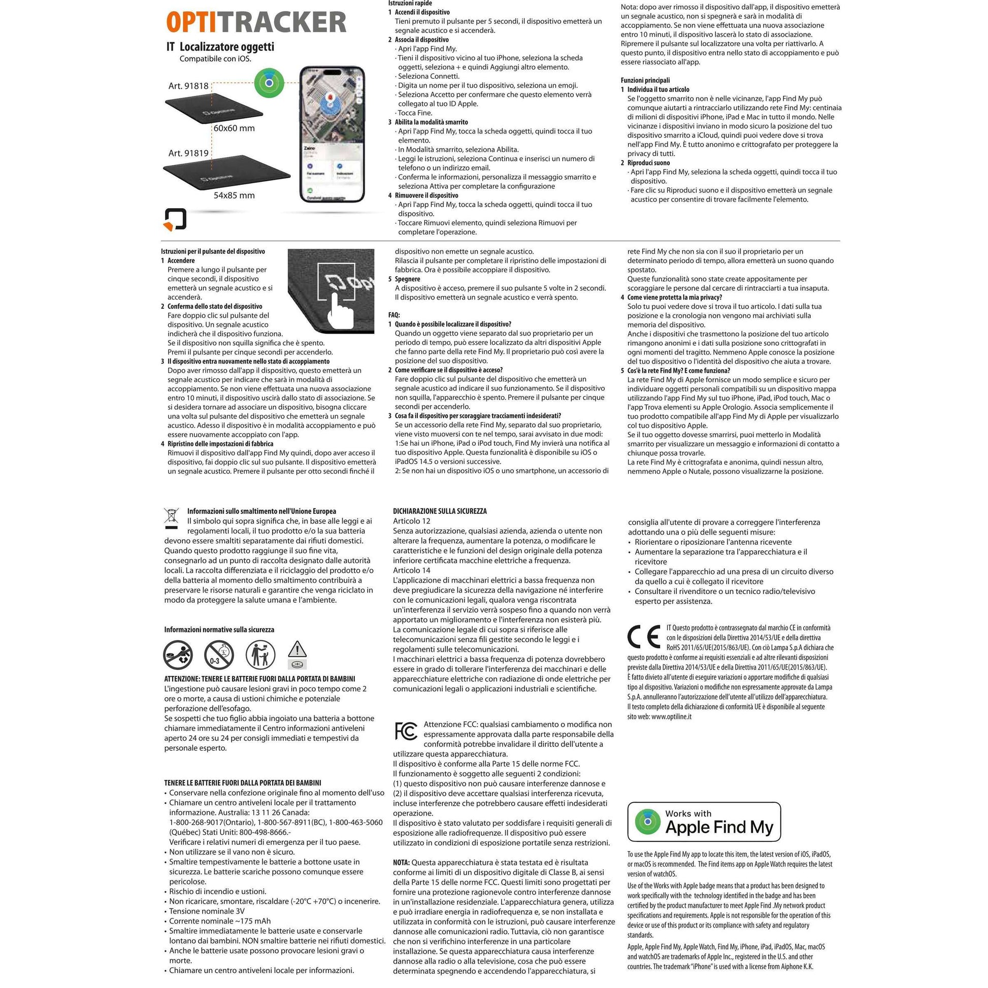 Optiline Tracker compact, localisateur adhésif ultra-mince