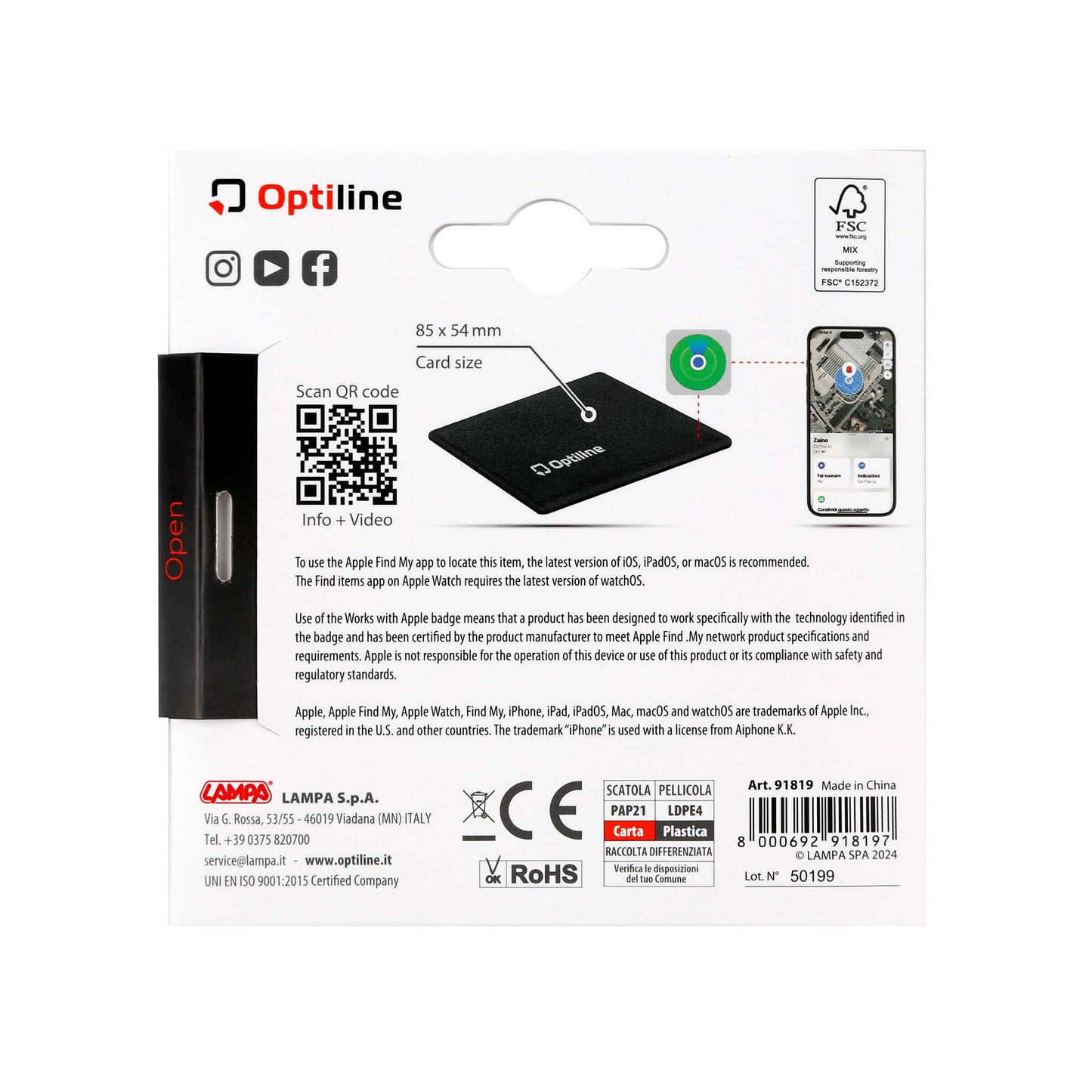 Optiline Tracker Flex, localisateur adhésif pliable ultra-mince