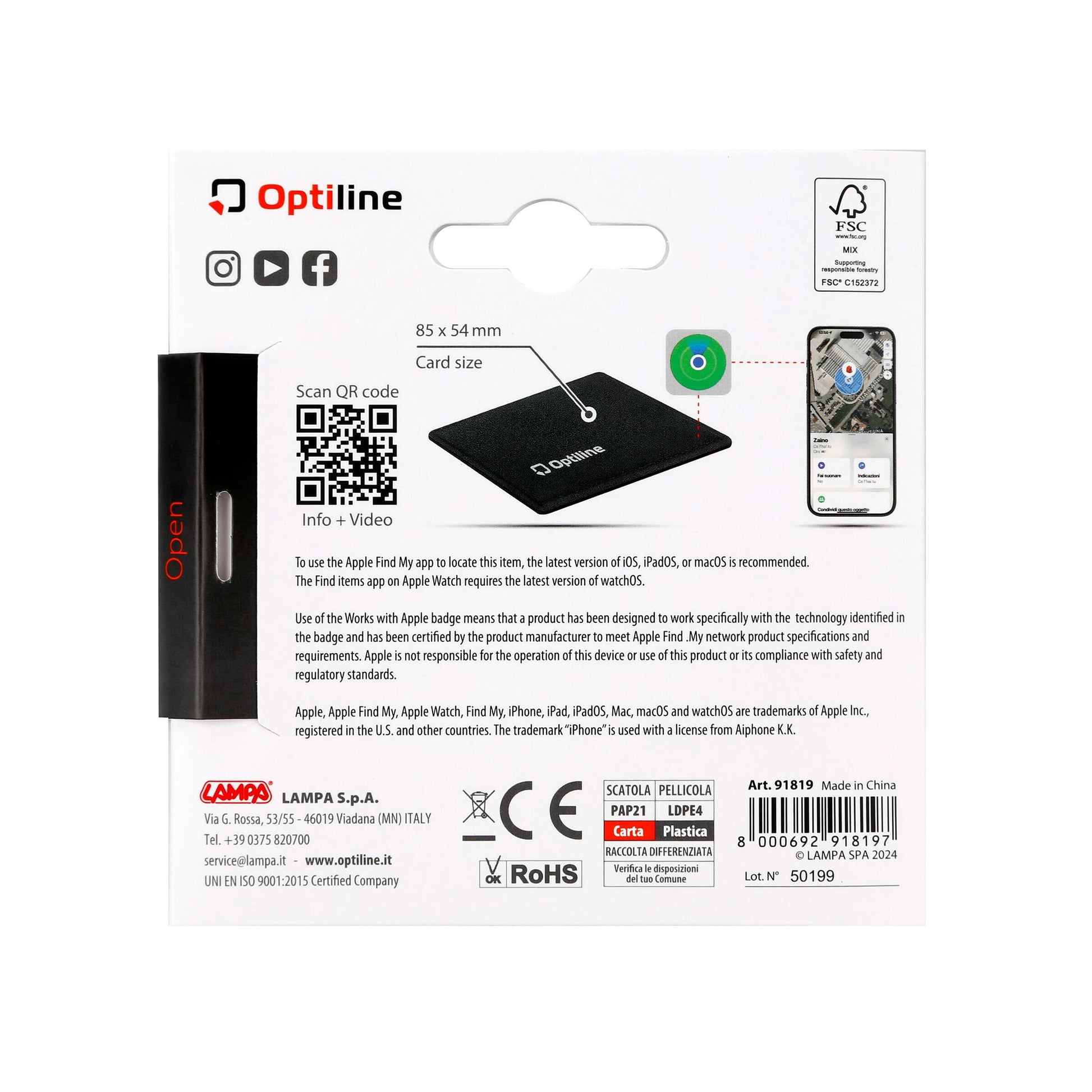 Optiline Tracker Flex, localisateur adhésif pliable ultra-mince
