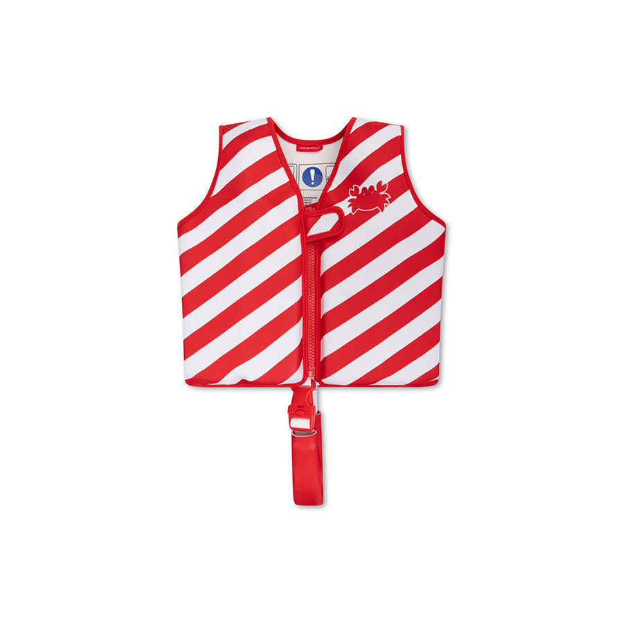 Crabby | Gilet de natation à rayures blanc rouge 1-2 ans