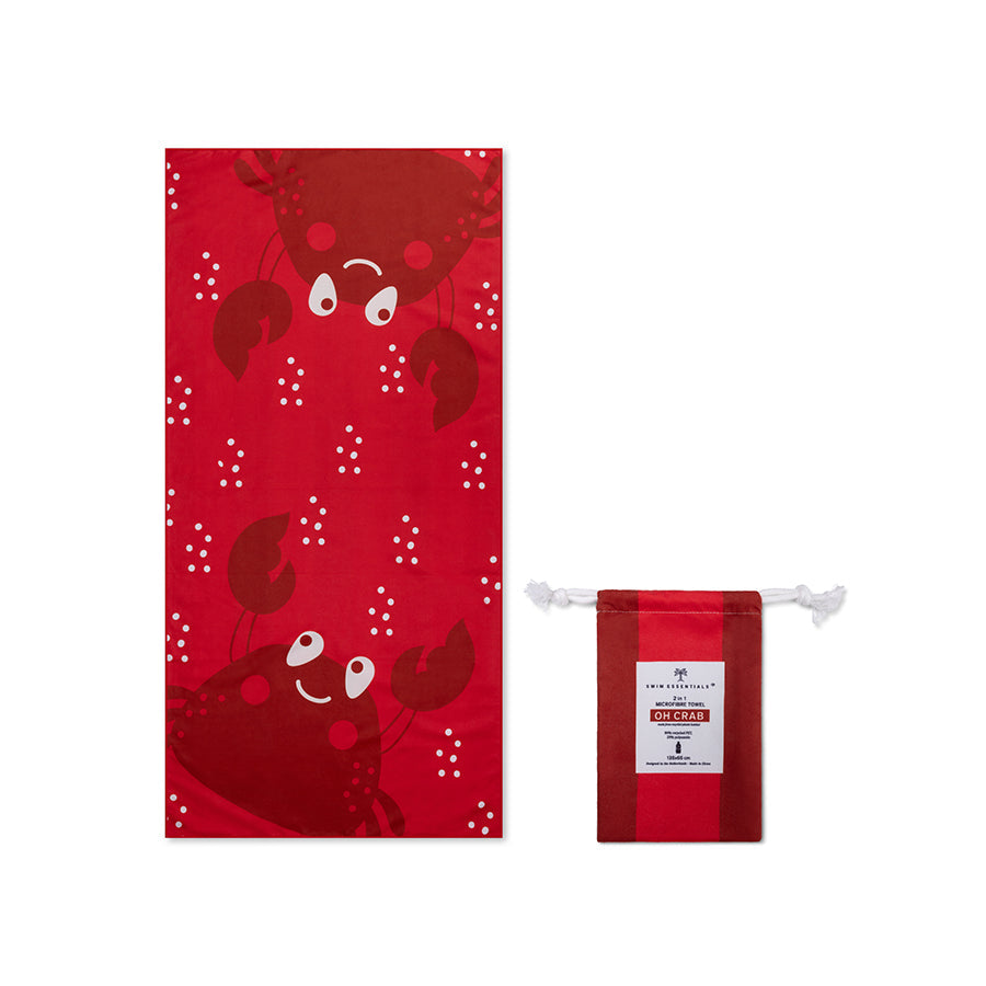 Crabby | Serviette en microfibre rouge 135 x 65 cm