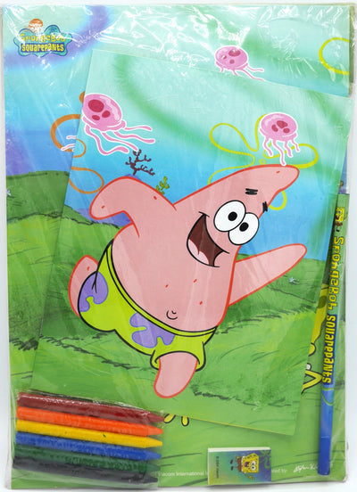 Van der Doelen Sponge Bob Bumber Pack avec Schetboek, écriture, crayon, gomme et couleur de couleur