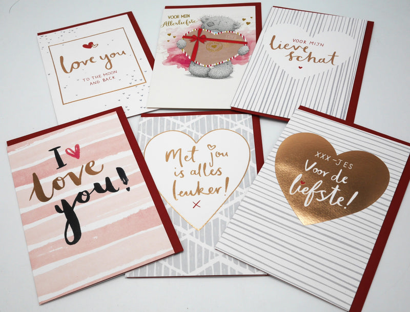 6 cartes de la Saint-Valentin ensemble de 6 cartes d'amour différentes