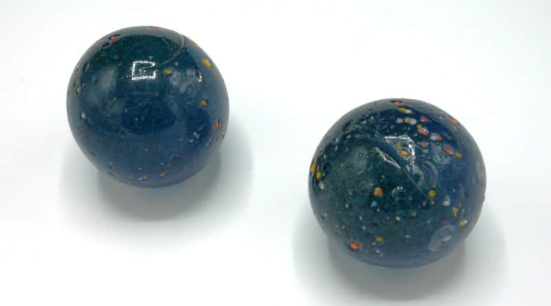 Boules de marbre Adic 2 pièces bleues mouchetées