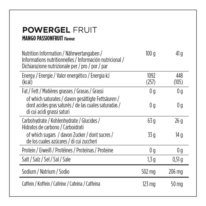 Powerbar powergel fruit (24 x 41gr) - mangue-passion (caféine)