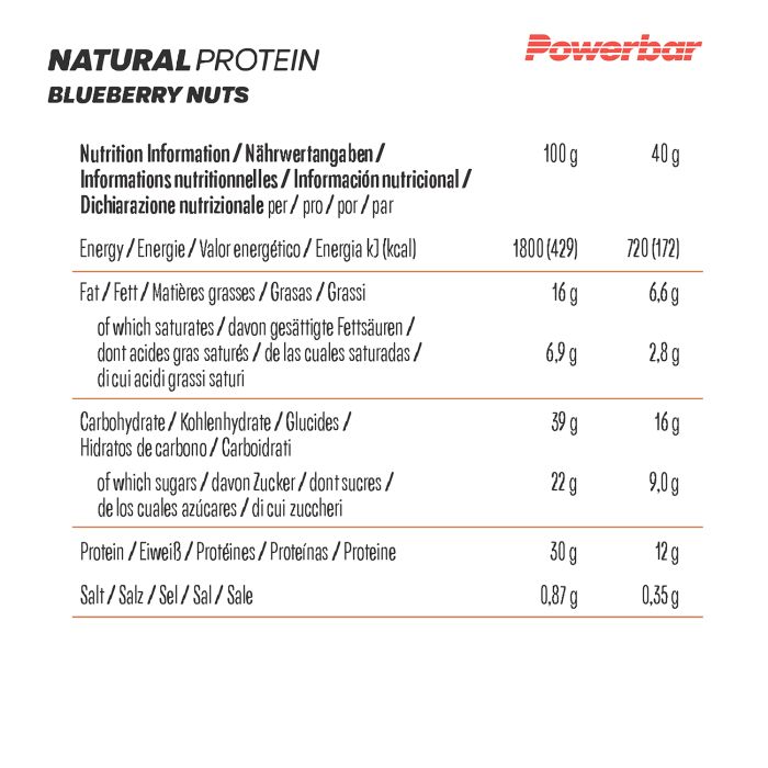 Protéine naturelle Powerbar (18 x 40gr) - noix de myrtille