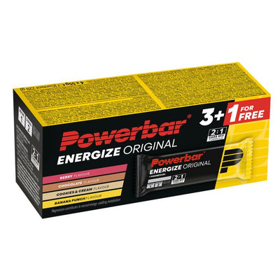 Powerbar energize multipack (9 paquets ou 3+1 x 55gr) - chocolat + biscuits crème + banane + baies