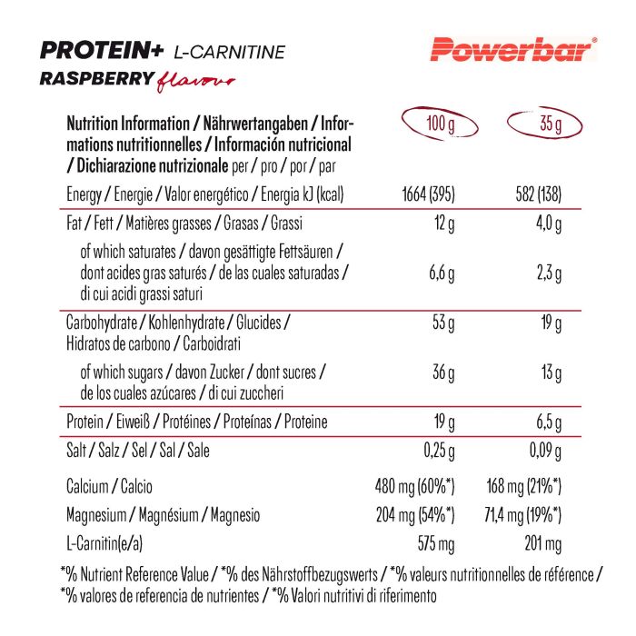Powerbar Protein+ L-carnitine (30 x 35gr) - yaourt à la framboise