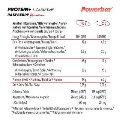 Powerbar Protein+ L-carnitine (30 x 35gr) - yaourt à la framboise
