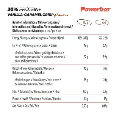 Powerbar 30% protéines+ (15 x 55gr) - croustillant caramel-vanille