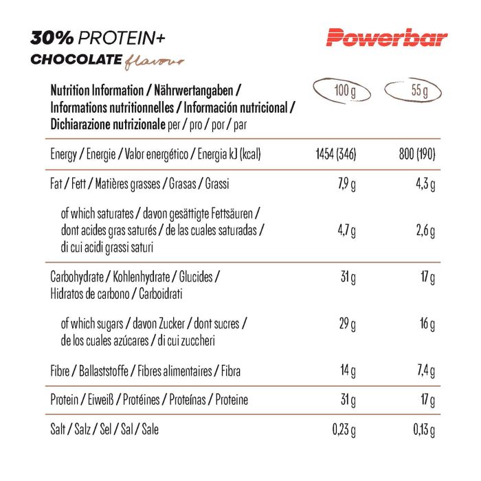 Powerbar 30% protéines+ (15 x 55gr) - chocolat
