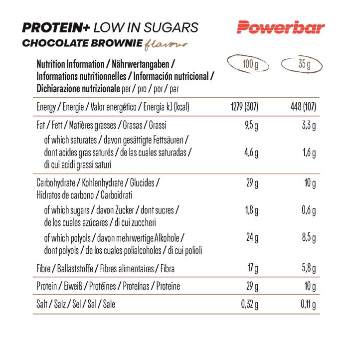 Powerbar Protein+ faible en sucre (30 x 35gr) - brownie au chocolat