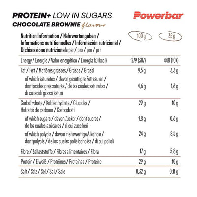 Powerbar Protein+ faible en sucre (30 x 35gr) - brownie au chocolat