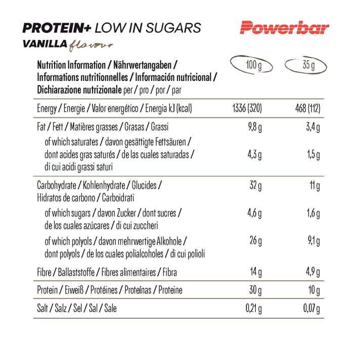 Powerbar protéine+ faible en sucre (30 x 35gr) - vanille
