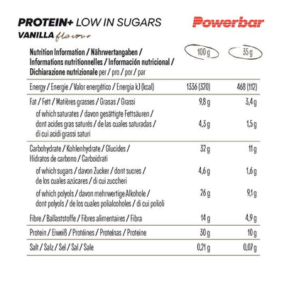 Powerbar protéine+ faible en sucre (30 x 35gr) - vanille