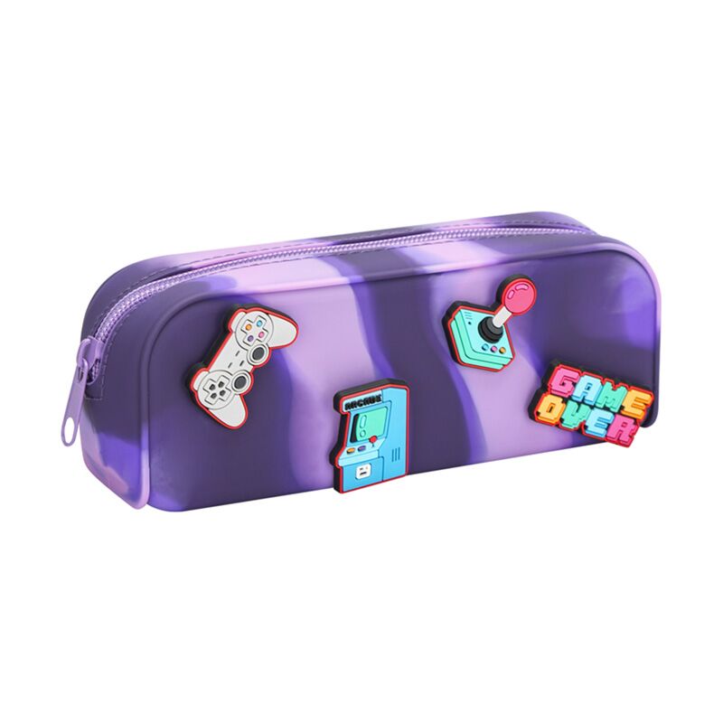 Trousse à crayons en silicone à breloques Game Over