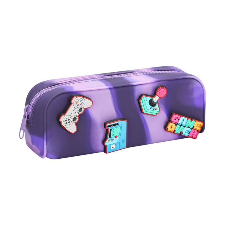 Trousse à crayons en silicone à breloques Game Over