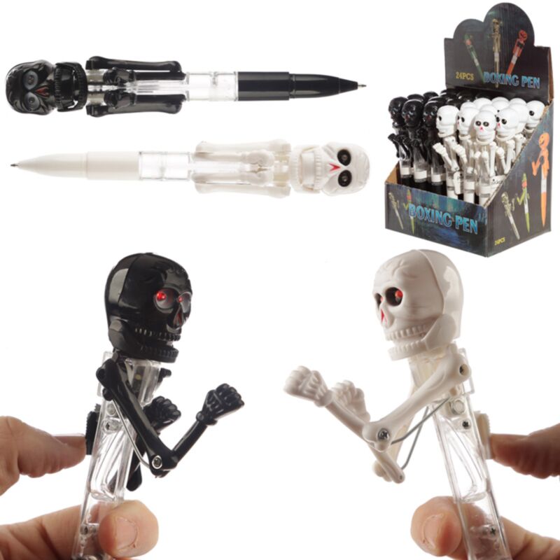 Stylo en plastique Boxende Skull - noir