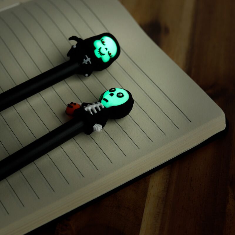 Glow in the Dark Speker Skeletons Fine écrivain stylo - noir