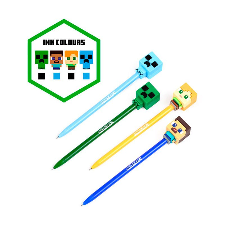 Lot de 4 stylos effaçables minecraft chibi top
