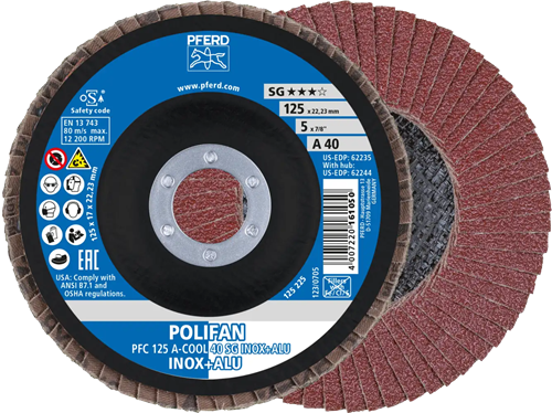 Disque à lamelles Pferd 125mm a60 acier inoxydable alu | 10 pièces