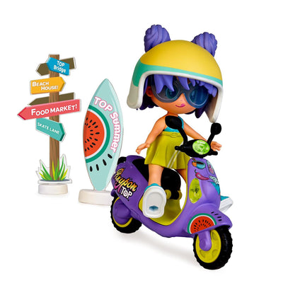 Pinypon top moto fille 11cm avec tatouages