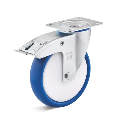 Roulette pivotante Torwegge avec frein PU ø160 plastique