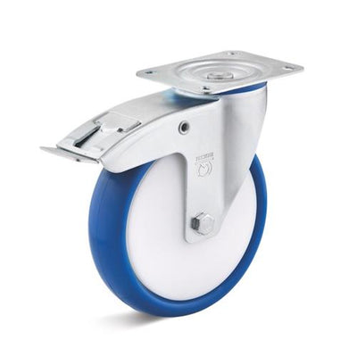 Roulette pivotante Torwegge avec frein PU ø100 plastique