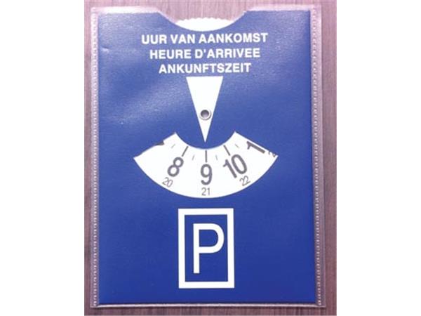 Disque de stationnement dans un étui transparent, bleu