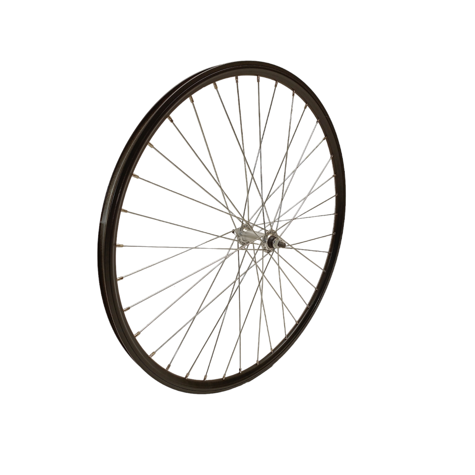 Roue avant 28 x 1 3 8 Black, bord élevé en aluminium, argent parl