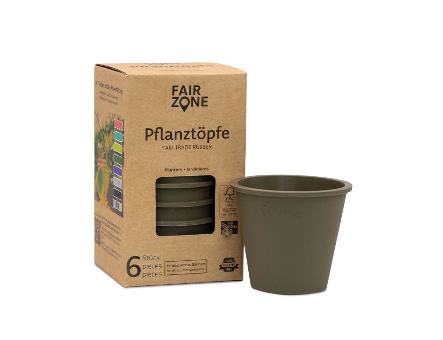 Fairzone Plant Pot Rubber Olive 6 pièces