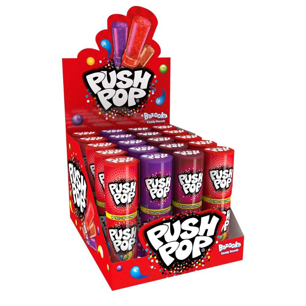 Bazooka push pop 4 saveurs (20 pièces)