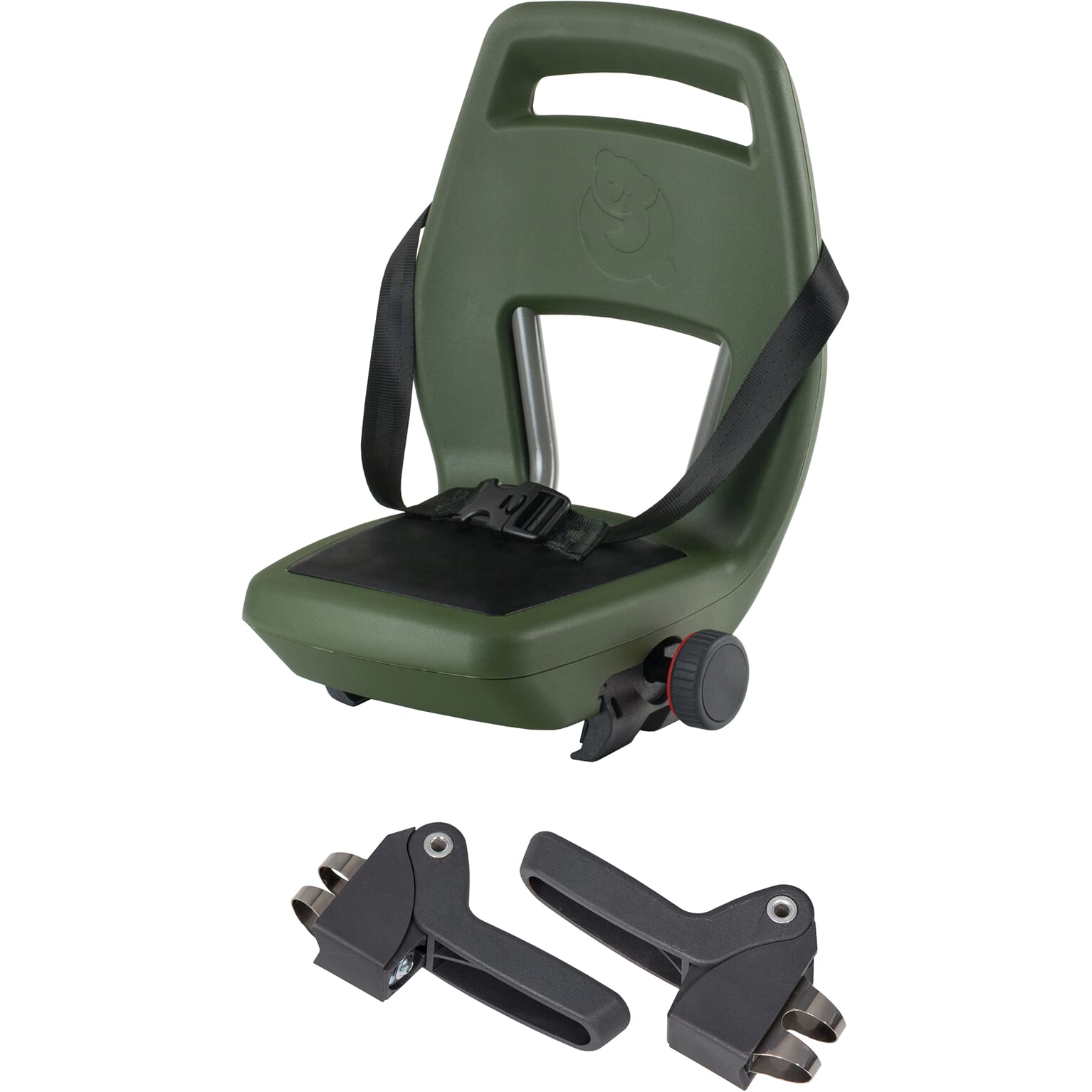 siège arrière junior 6+ repose-pieds + ceinture vert armée noir