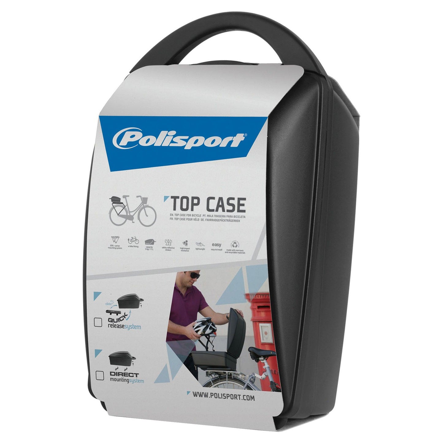 Top case Polisport Luxe - noir (montage fixe sur support)