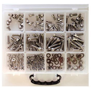 Bofix 214909 Boîte assortiment 12 compartiments Inbusb.Inox M8 + écrous