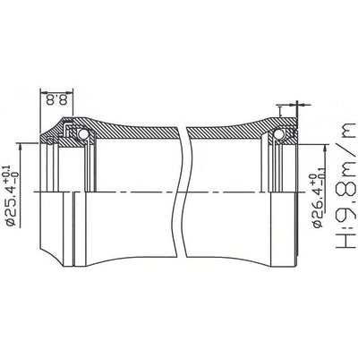 Tecora Headset1 inch integ. 45x45 26.4 cartg.noir