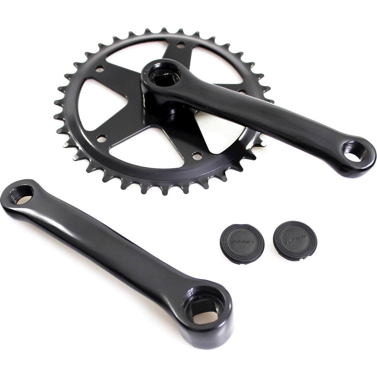 Pédalier à roulement en laiton 36 dents noir 127 mm