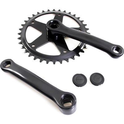 Pédalier à roulement en laiton 36 dents noir 127 mm