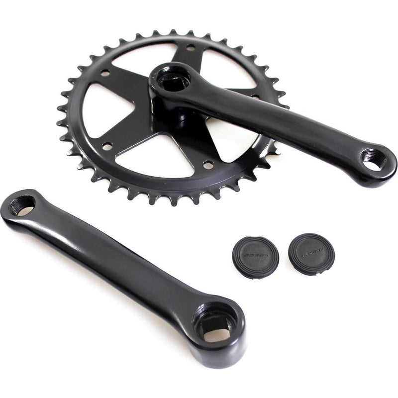 Pédalier à roulement en laiton 36 dents noir 127 mm
