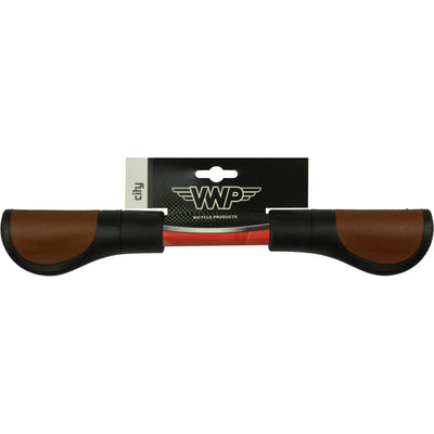 Poignées de vélo VWP - Cuir, 11,5 cm, marron noir