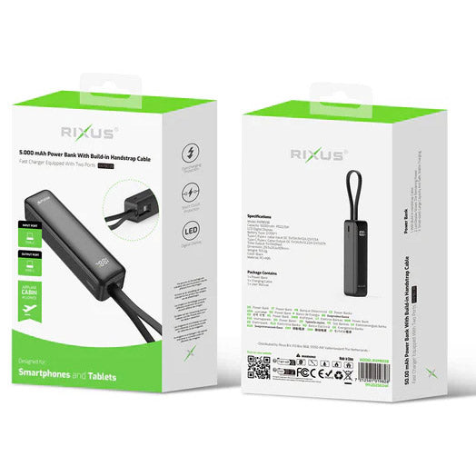 Olympic Sportswear Rixus Power Bank RXPB03B 5 000 mAh Li-ion USB-C Noir