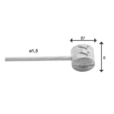 Elvedes Rem Binnenkabel 2 000 mm 1 × 19 fil inoxydable en acier Ø1,5 mm avec un diable T Ø7 × 6 mm