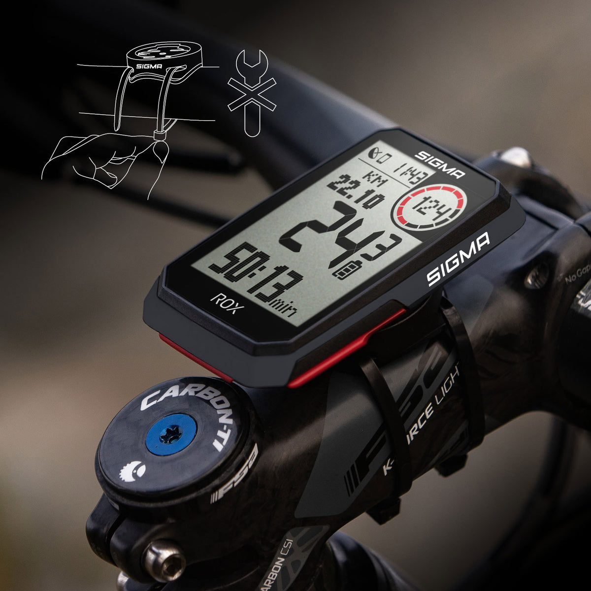 Sigma Rox 4.0 GPS SW SWO Stand Simple Holder + USB-C Câble de chargement USB-C