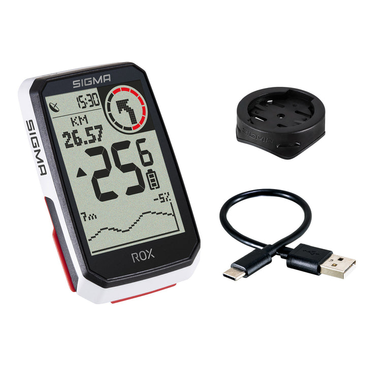 Sigma Rox 4.0 GPS SW White Standard Support Standard + Câble de charge USB-C