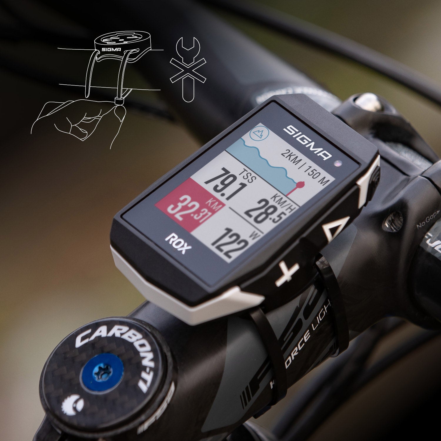 Support de guidon standard Sigma Rox 11.1 EVO GPS Noir Blanc + câble de chargement USB-C